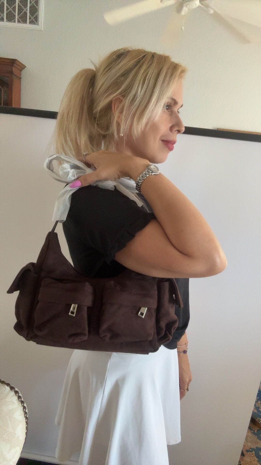 Pocket velvety vintage style purse